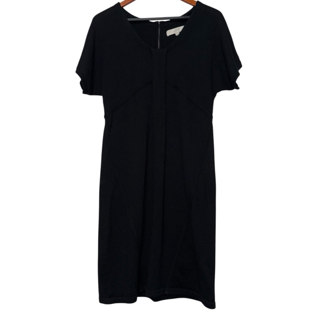 NWOT Ann Taylor LOFT Short Sleeve Merino Wool Sweater Dress Women’s Medium Black